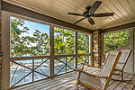 Upper level screened porch at 122 Lighthouse Court in The Harbor on Lake Martin, Dadeville, AL.  Professional photos and tour by I Shoot Houses at Go2REasssistant.com