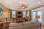 Cozy stone fireplace in Living Room at 80 Crows Nest in Paces Point, Dadeville, AL_Lake Martin ALWaterfront homes for sale. Professional photos and tour by Go2REasssistant.com