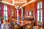 Elegant dining under coffered ceiling at 7641 Lakeridge Drive in Wynlakes, Montgomery, AL. I Shoot Houses...Professional photos and tour by Sherry Waktins at Go2REasssistant.com